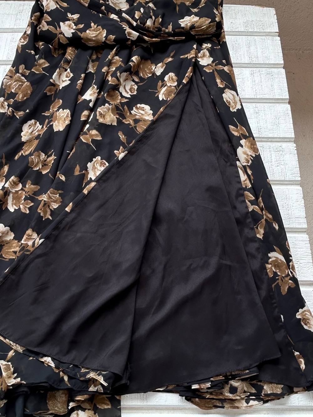 Lulus Women’s One-Shoulder Maxi Dress Neutral Floral Print Front Slit Size XL - Picture 6 of 10